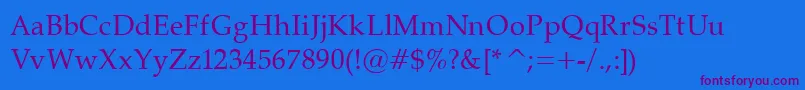 Palatino-Schriftart – Violette Schriften auf blauem Hintergrund