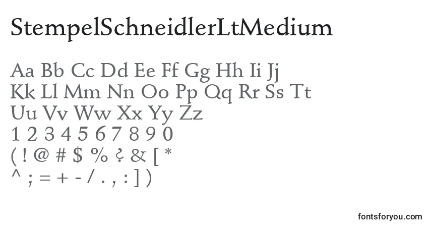 Шрифт StempelSchneidlerLtMedium – алфавит, цифры, специальные символы