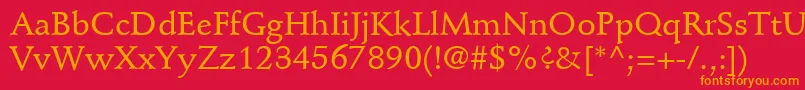 フォントStempelSchneidlerLtMedium – 赤い背景にオレンジの文字