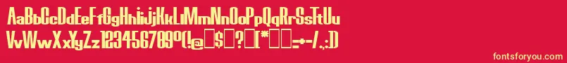 フォントBoredRobotsKg – 黄色の文字、赤い背景