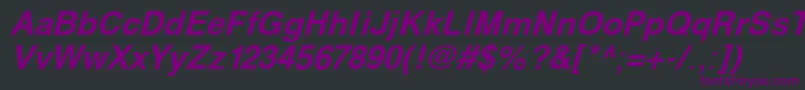 Czcionka SvobodaBoldItalic – fioletowe czcionki na czarnym tle