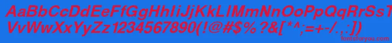 フォントSvobodaBoldItalic – 赤い文字の青い背景