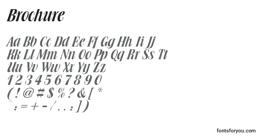 Fuente Brochure - alfabeto, números, caracteres especiales