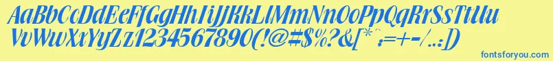 フォントBrochure – 青い文字が黄色の背景にあります。