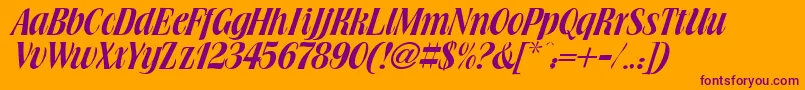 Brochure Font – Purple Fonts on Orange Background