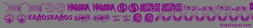 Шрифт Punkrawk.Fontvir.Us – фиолетовые шрифты на сером фоне