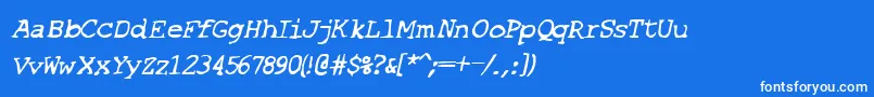 フォントSfEspionageMediumOblique – 青い背景に白い文字