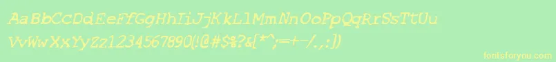 SfEspionageMediumOblique-fontti – keltaiset fontit vihreällä taustalla