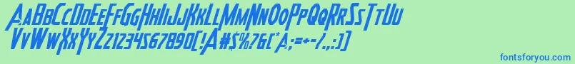 Heroesassembleital2 Font – Blue Fonts on Green Background