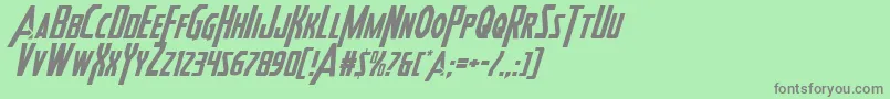 フォントHeroesassembleital2 – 緑の背景に灰色の文字