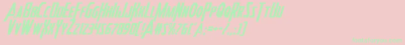 Heroesassembleital2 Font – Green Fonts on Pink Background