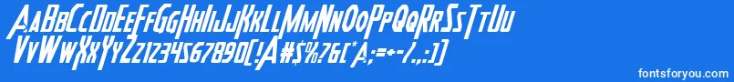 フォントHeroesassembleital2 – 青い背景に白い文字