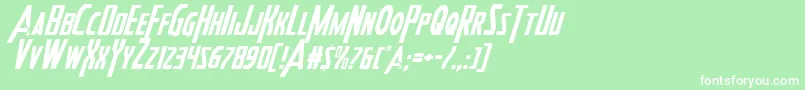 フォントHeroesassembleital2 – 緑の背景に白い文字