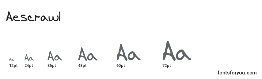 Размеры шрифта Aescrawl