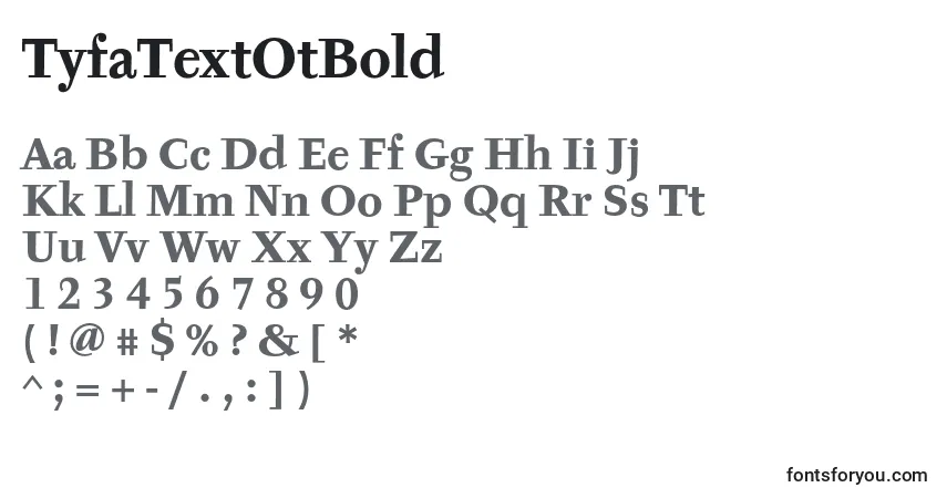 Schriftart TyfaTextOtBold – Alphabet, Zahlen, spezielle Symbole