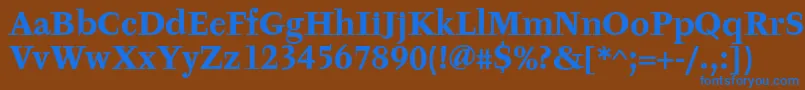 Czcionka TyfaTextOtBold – niebieskie czcionki na brązowym tle