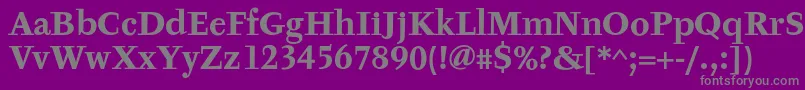 フォントTyfaTextOtBold – 紫の背景に灰色の文字