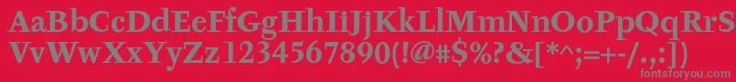 フォントTyfaTextOtBold – 赤い背景に灰色の文字