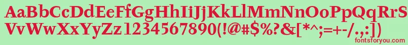 Шрифт TyfaTextOtBold – красные шрифты на зелёном фоне