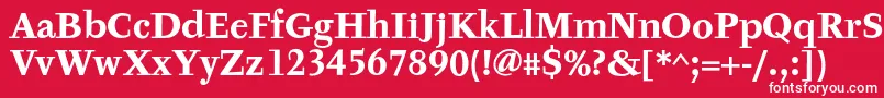 Czcionka TyfaTextOtBold – białe czcionki na czerwonym tle