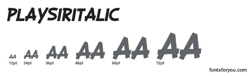 Размеры шрифта PlaysirItalic