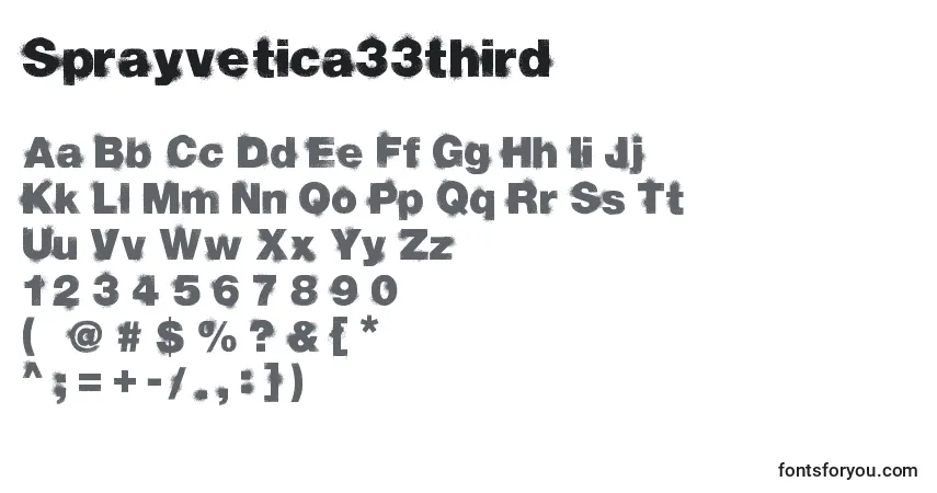 Sprayvetica33third-fontti – aakkoset, numerot, erikoismerkit