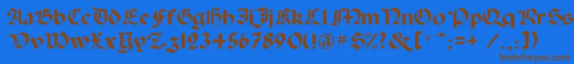 フォントPaladinc – 茶色の文字が青い背景にあります。