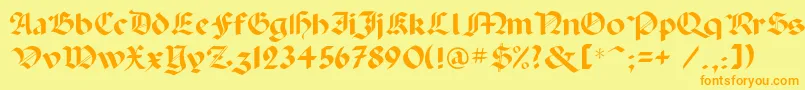 フォントPaladinc – オレンジの文字が黄色の背景にあります。