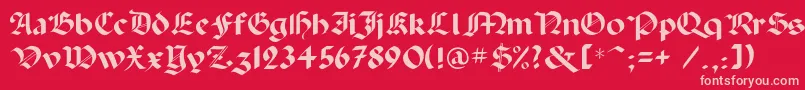 Paladinc-fontti – vaaleanpunaiset fontit punaisella taustalla