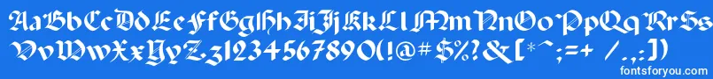Paladinc-Schriftart – Weiße Schriften auf blauem Hintergrund