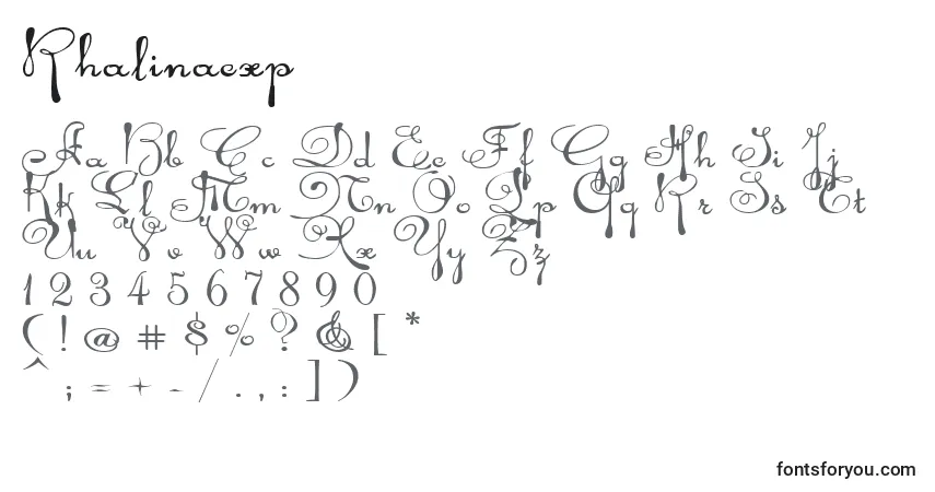 Schriftart Rhalinaexp – Alphabet, Zahlen, spezielle Symbole