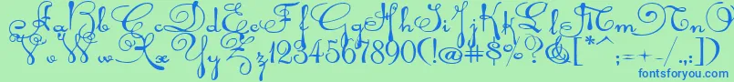 Rhalinaexp Font – Blue Fonts on Green Background