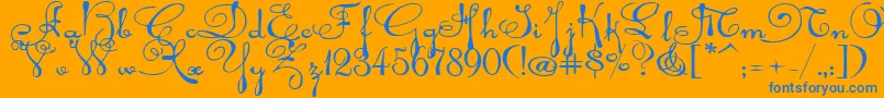 Rhalinaexp-Schriftart – Blaue Schriften auf orangefarbenem Hintergrund