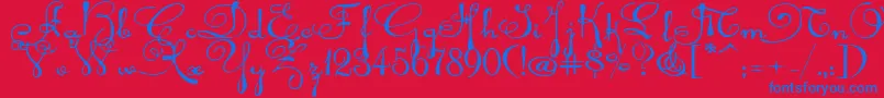 Rhalinaexp Font – Blue Fonts on Red Background