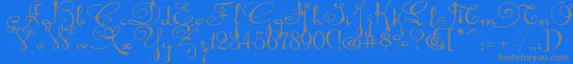 Rhalinaexp-Schriftart – Graue Schriften auf blauem Hintergrund