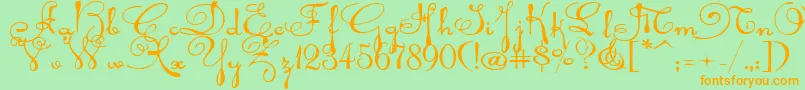 Rhalinaexp Font – Orange Fonts on Green Background