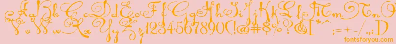 Rhalinaexp-Schriftart – Orangefarbene Schriften auf rosa Hintergrund