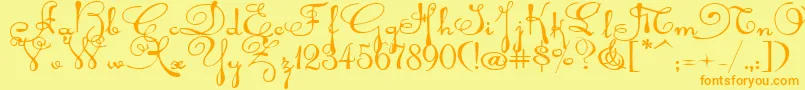 Rhalinaexp-Schriftart – Orangefarbene Schriften auf gelbem Hintergrund