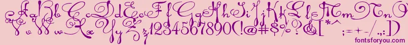 Rhalinaexp-Schriftart – Violette Schriften auf rosa Hintergrund