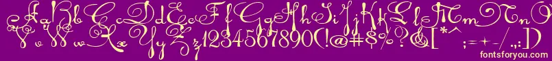 Rhalinaexp Font – Yellow Fonts on Purple Background