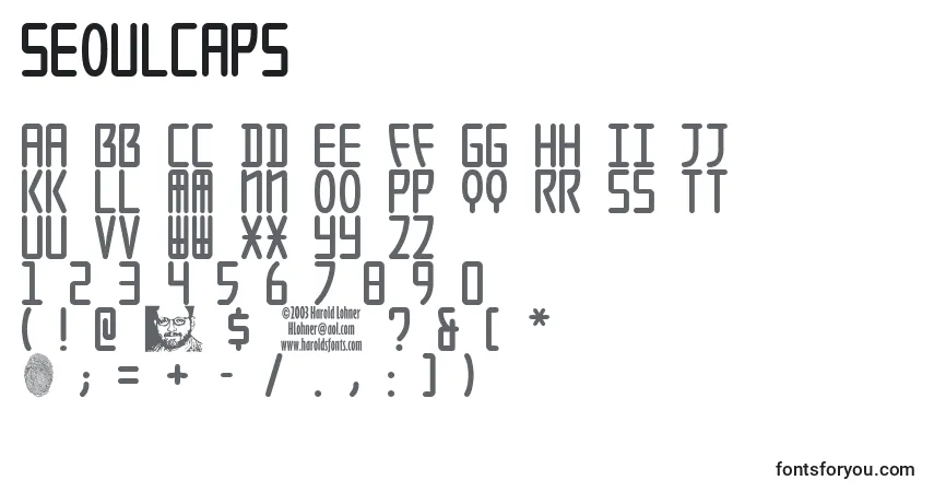 A fonte Seoulcaps – alfabeto, números, caracteres especiais