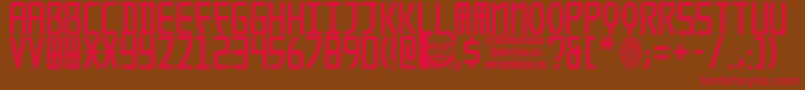Seoulcaps-Schriftart – Rote Schriften auf braunem Hintergrund