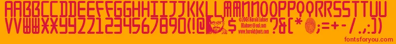 Seoulcaps-Schriftart – Rote Schriften auf orangefarbenem Hintergrund