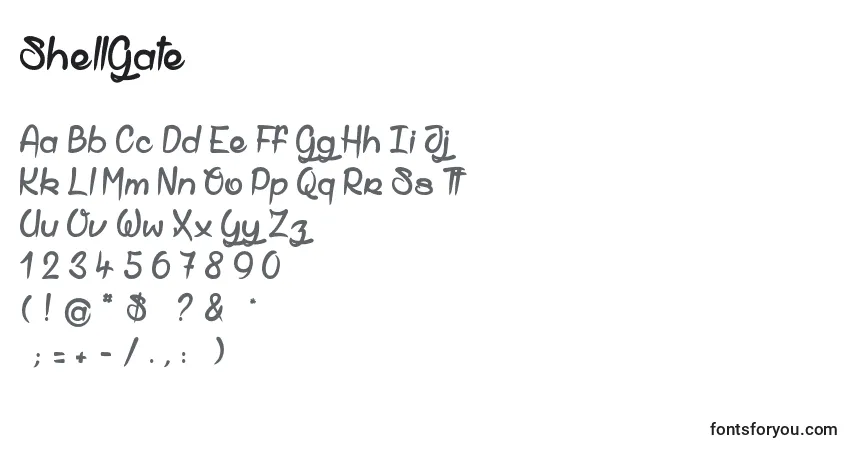 Schriftart ShellGate – Alphabet, Zahlen, spezielle Symbole