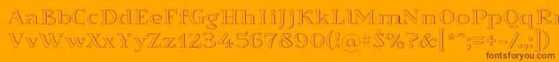 Sortefax-Schriftart – Braune Schriften auf orangefarbenem Hintergrund