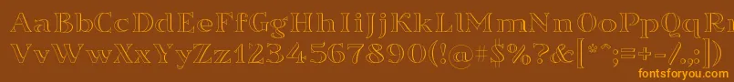 Sortefax-Schriftart – Orangefarbene Schriften auf braunem Hintergrund