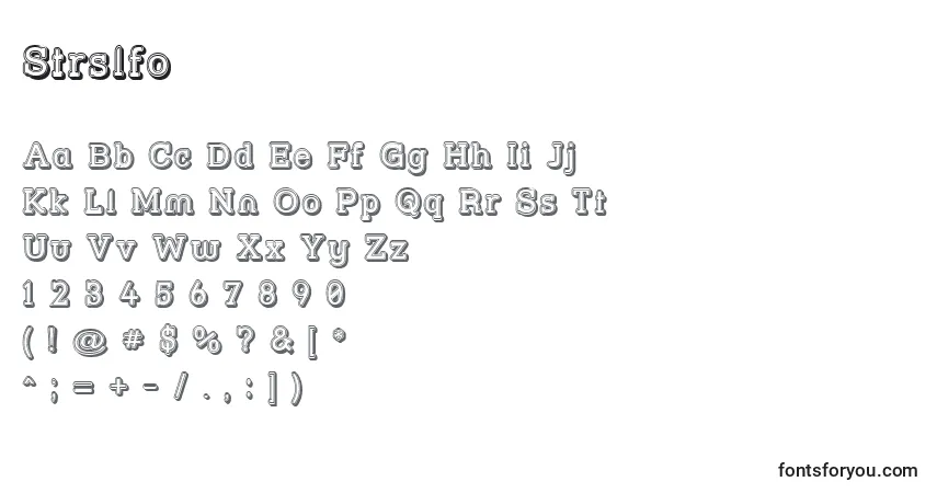 A fonte Strslfo – alfabeto, números, caracteres especiais