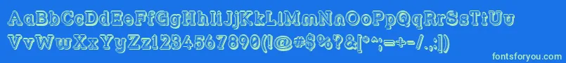 Strslfo Font – Green Fonts on Blue Background
