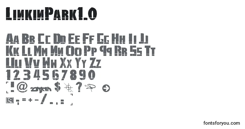 A fonte LinkinPark1.0 – alfabeto, números, caracteres especiais