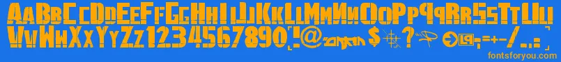LinkinPark1.0-Schriftart – Orangefarbene Schriften auf blauem Hintergrund